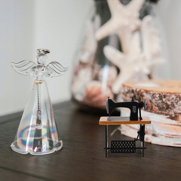 Mini macchina da cucire decorativa gialla in ABS, modello realistico e retrò