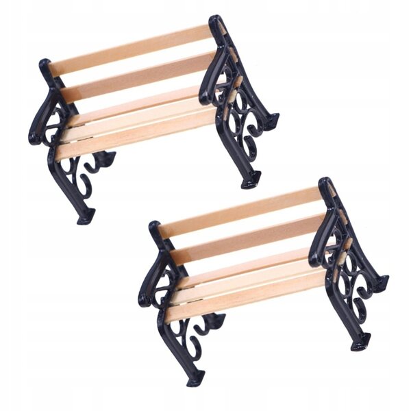 Bunte Mini-Parkbank aus Holz für Puppenhäuser, 5 x 3,3 x 2,5 cm