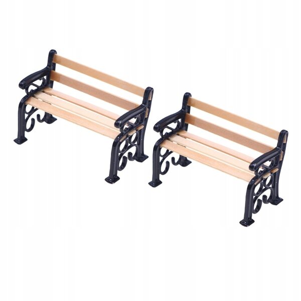 Bunte Mini-Parkbank aus Holz für Puppenhäuser, 5 x 3,3 x 2,5 cm