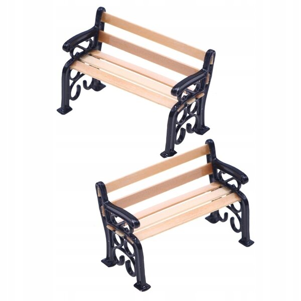 Bunte Mini-Parkbank aus Holz für Puppenhäuser, 5 x 3,3 x 2,5 cm
