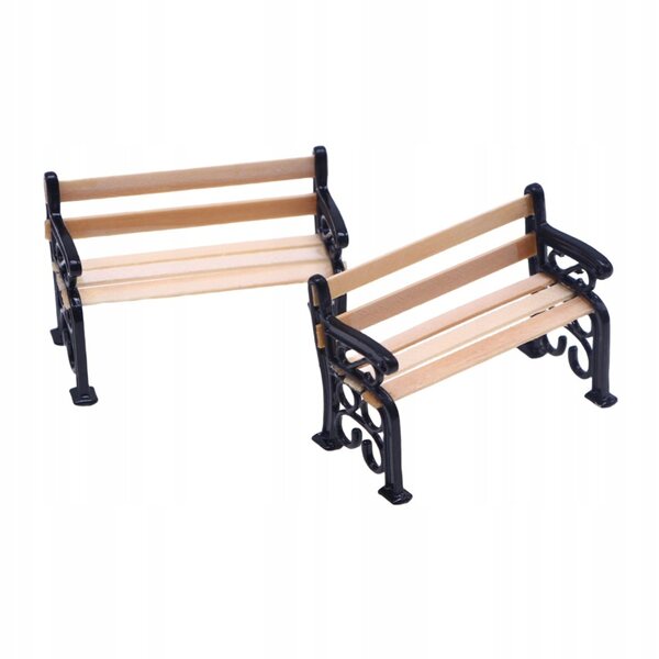 Bunte Mini-Parkbank aus Holz für Puppenhäuser, 5 x 3,3 x 2,5 cm