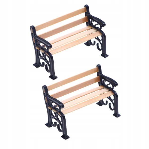Bunte Mini-Parkbank aus Holz für Puppenhäuser, 5 x 3,3 x 2,5 cm