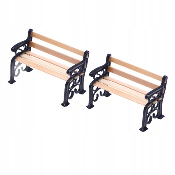 Bunte Mini-Parkbank aus Holz für Puppenhäuser, 5 x 3,3 x 2,5 cm