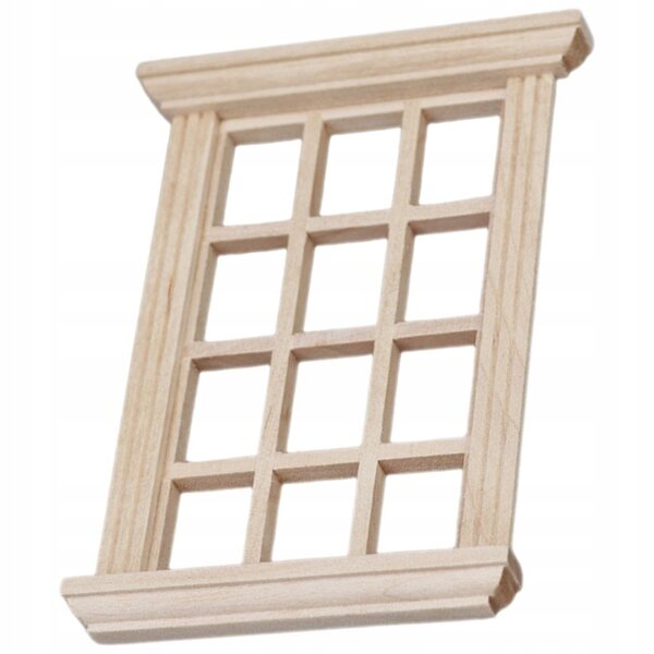 Mini finestra in legno per casa delle bambole in scala 1:12, decorazione realistica