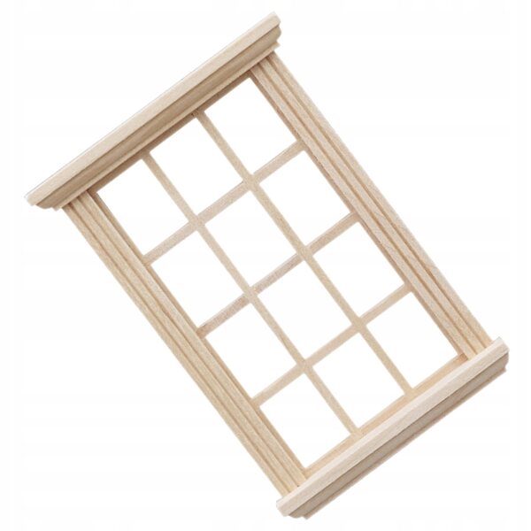 Mini finestra in legno per casa delle bambole in scala 1:12, decorazione realistica