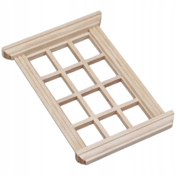 Mini finestra in legno per casa delle bambole in scala 1:12, decorazione realistica