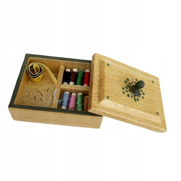 Mini-Nähwerkzeug-Set im Maßstab 1:12 für Puppenhaus-Dekoration, braun