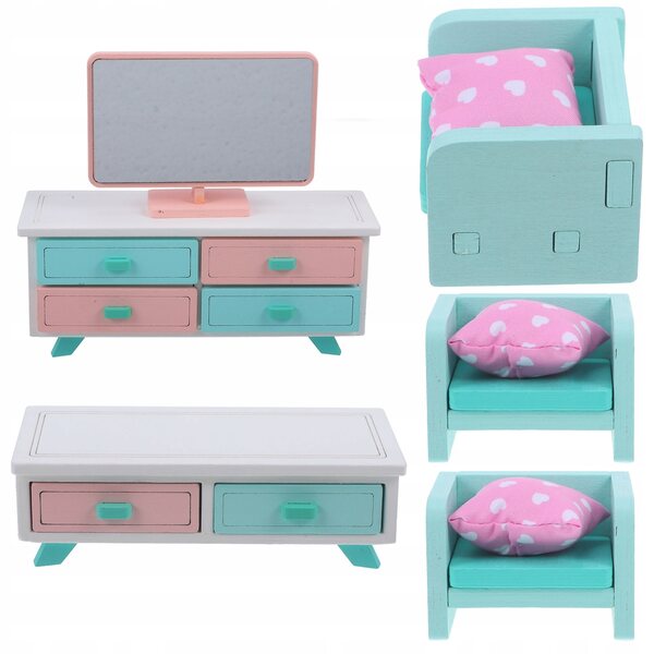 Set Miniature Mobili in Legno Colorati per Casa delle Bambole - Modelli Realistici e Resistenti