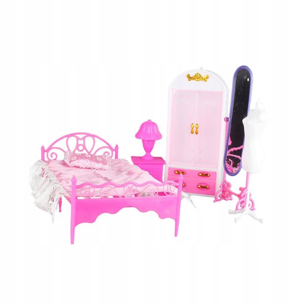 Set 5 Accessori Miniatura 1:6 per Mobili Casa delle Bambole con Specchio e Lampada