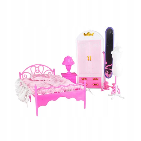 Set 5 Accessori Miniatura 1:6 per Mobili Casa delle Bambole con Specchio e Lampada