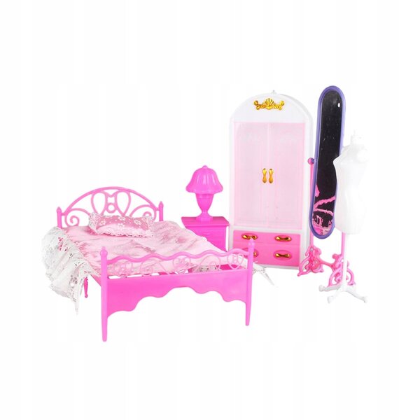 Set 5 Accessori Miniatura 1:6 per Mobili Casa delle Bambole con Specchio e Lampada