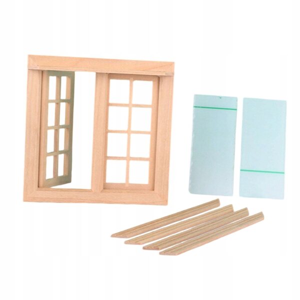 Finestra in Legno per Casa delle Bambole Scala 1:12 con Doppie Porte 16 Griglie