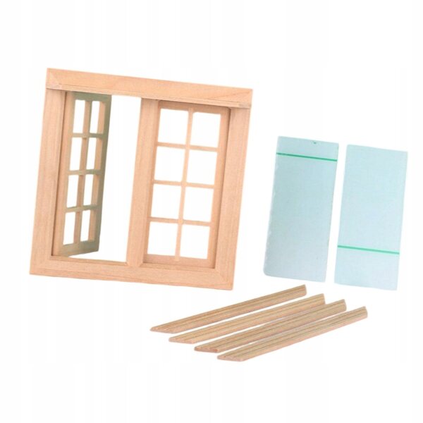 Finestra in Legno per Casa delle Bambole Scala 1:12 con Doppie Porte 16 Griglie
