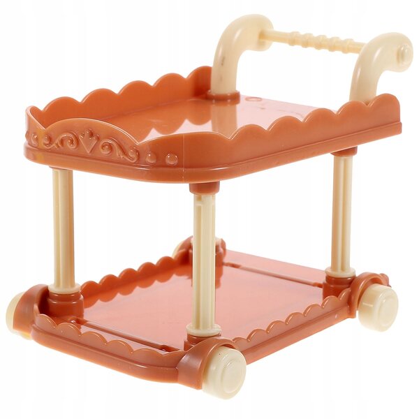 Mini Carrello Decorativo per Casa delle Bambole in Plastica Rosa 9x8 cm
