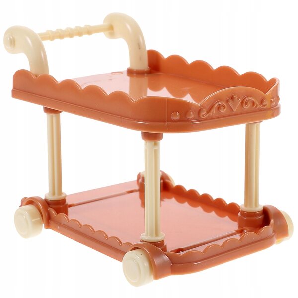 Mini Carrello Decorativo per Casa delle Bambole in Plastica Rosa 9x8 cm