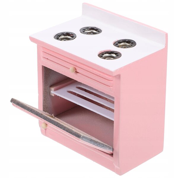 Mini cucina rosa in legno di betulla per casa delle bambole