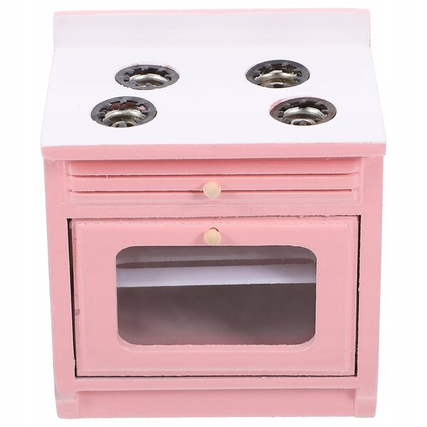 Mini cucina rosa in legno di betulla per casa delle bambole