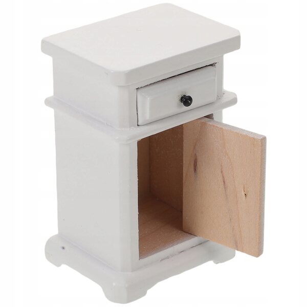 Miniatura Tavolino Notte in Legno Bianco per Casa delle Bambole Scala 1:12