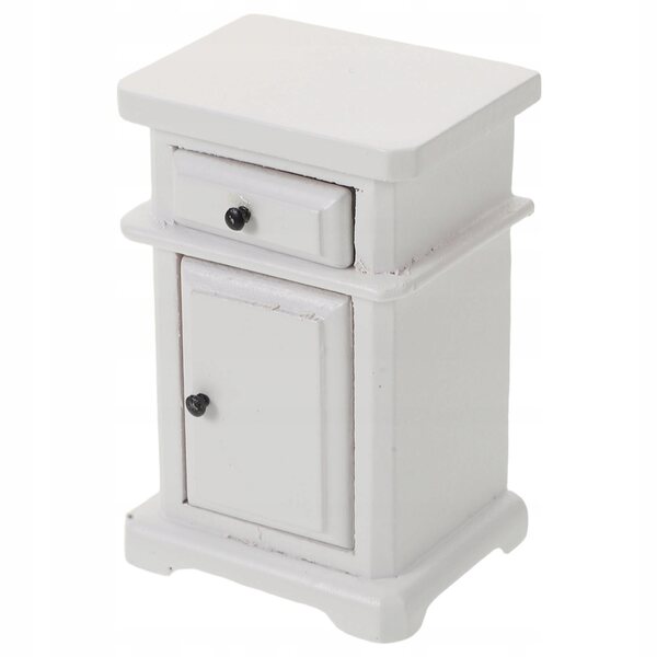 Miniatura Tavolino Notte in Legno Bianco per Casa delle Bambole Scala 1:12