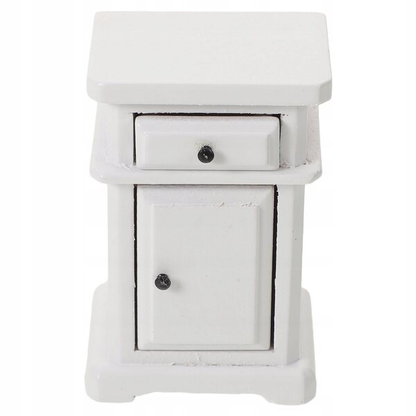 Miniatura Tavolino Notte in Legno Bianco per Casa delle Bambole Scala 1:12