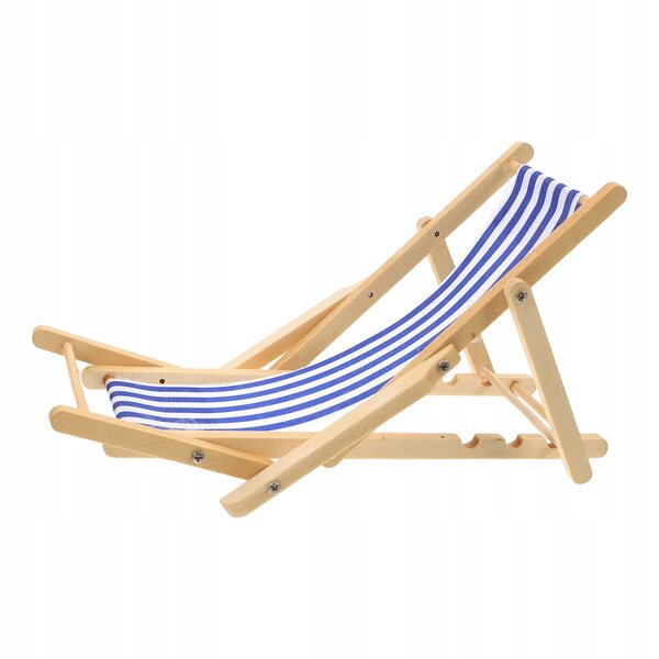 Sdraio da spiaggia in miniatura 1:12 in Legno con Tessuto Blu - Decorazione Oceanica