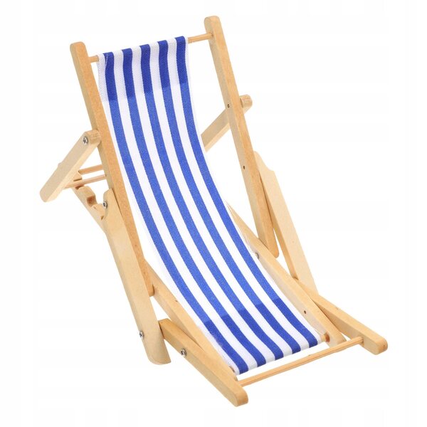 Sdraio da spiaggia in miniatura 1:12 in Legno con Tessuto Blu - Decorazione Oceanica
