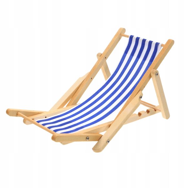 Sdraio da spiaggia in miniatura 1:12 in Legno con Tessuto Blu - Decorazione Oceanica