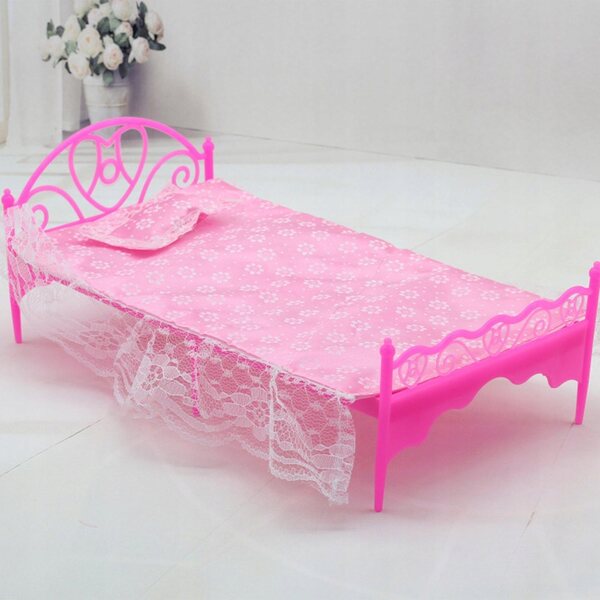 Letto per bambole con coperta, cuscino e materasso, accessorio per gioco e decorazione