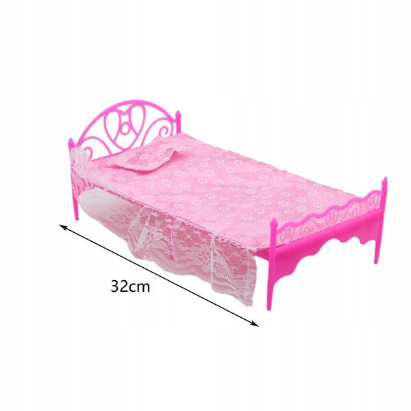 Letto per bambole con coperta, cuscino e materasso, accessorio per gioco e decorazione