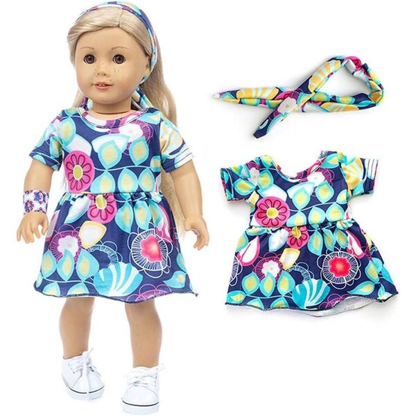 Lässiges Kleid mit Stirnband für 46 cm große Puppen – sichere und weiche Kleidung Uteruik