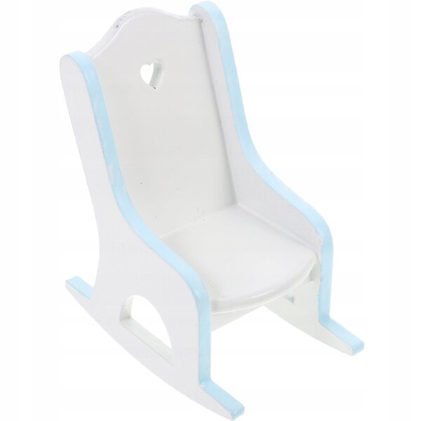 Mini Poltrona a Dondolo in Legno Blu per Casa delle Bambole, Realistica e Decorativa