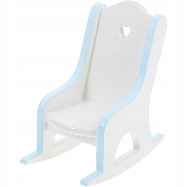 Mini Poltrona a Dondolo in Legno Blu per Casa delle Bambole, Realistica e Decorativa