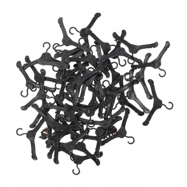 100 schwarze Mini-Kunststoffhaken für sichere und praktische Puppenkleidung