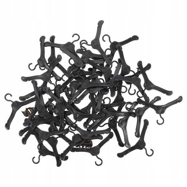 100 schwarze Mini-Kunststoffhaken für sichere und praktische Puppenkleidung