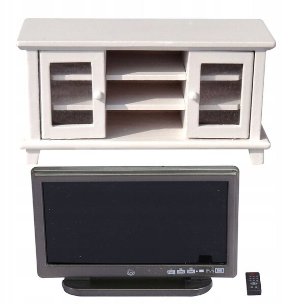 Set mobile TV in legno e plastica per decorare mini casa e cameretta