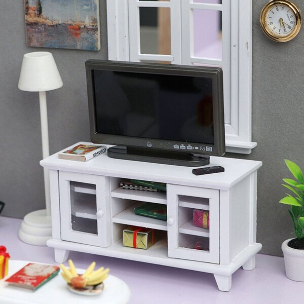 Set mobile TV in legno e plastica per decorare mini casa e cameretta