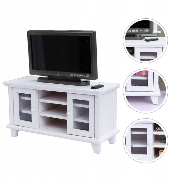 Set mobile TV in legno e plastica per decorare mini casa e cameretta
