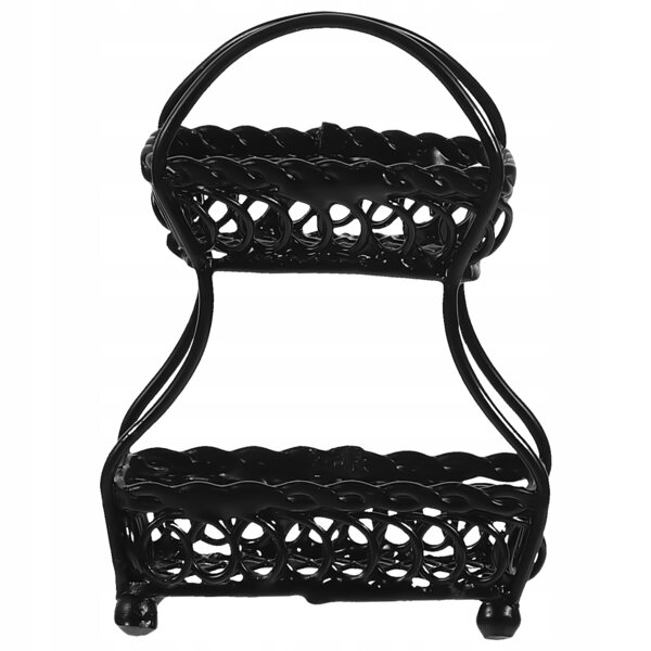 Mini Cestino Porta Frutta in Metallo Nero per Casa delle Bambole e Decorazione