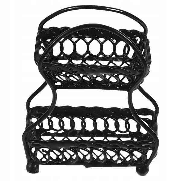 Mini Cestino Porta Frutta in Metallo Nero per Casa delle Bambole e Decorazione