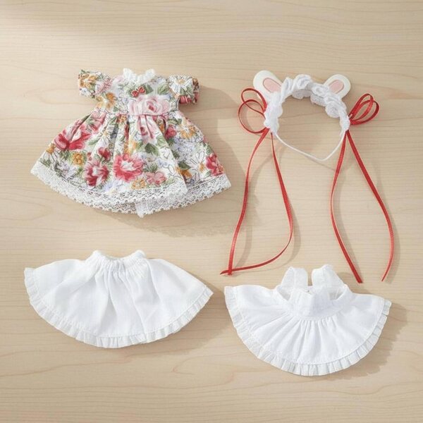 Qianly Vestito Cameriera OB11 con Orecchie Animali per Bambole 1/12 Rosa Elegante