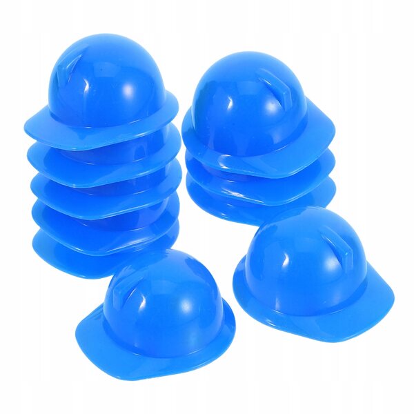 Dekorativer Mini-Schutzhelm aus blauem Kunststoff – 10-teiliges Set für Puppen und Tiere