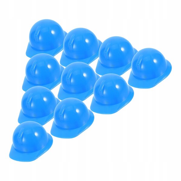 Dekorativer Mini-Schutzhelm aus blauem Kunststoff – 10-teiliges Set für Puppen und Tiere