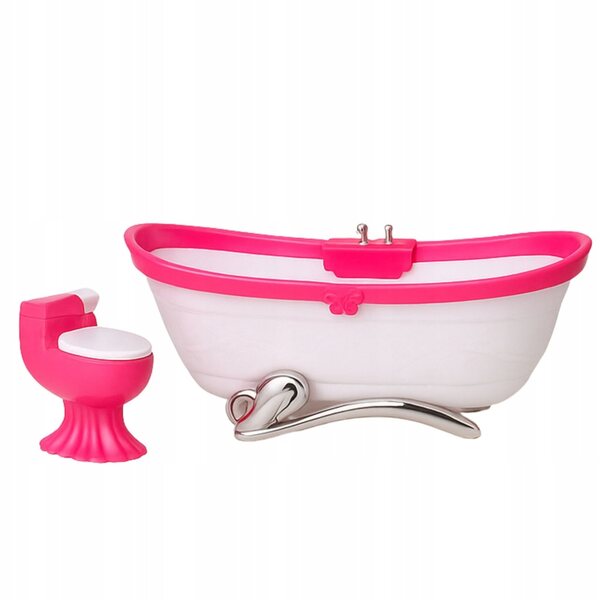Puppenbadezimmer-Set mit Badewanne und Spielzeugtoilette aus Kunststoff für Kinder ab 3 Jahren