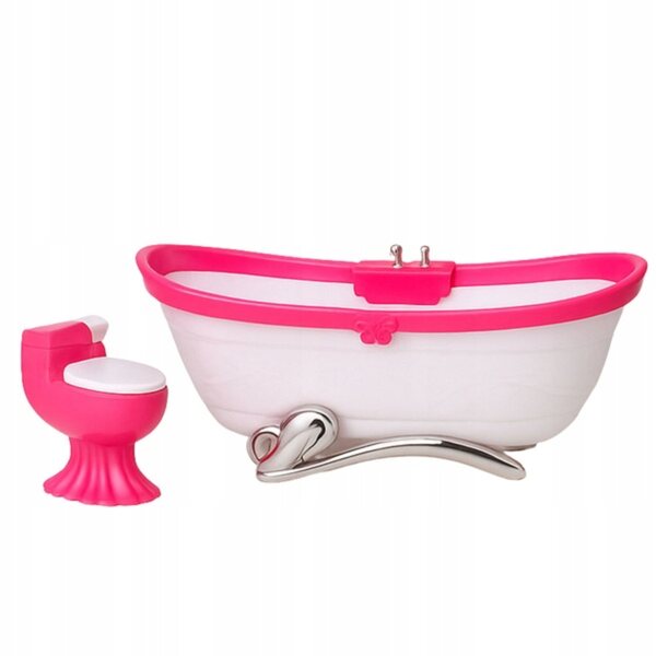 Puppenbadezimmer-Set mit Badewanne und Spielzeugtoilette aus Kunststoff für Kinder ab 3 Jahren