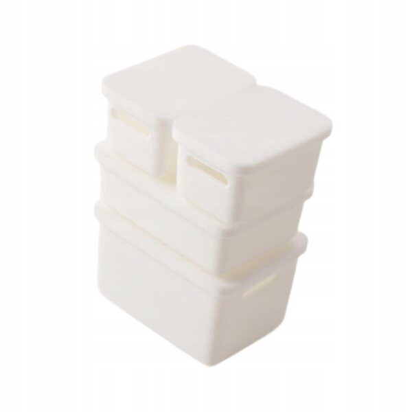 Set 4 Scatole Miniature 1/12 con Coperchio per Casa delle Bambole Bianche