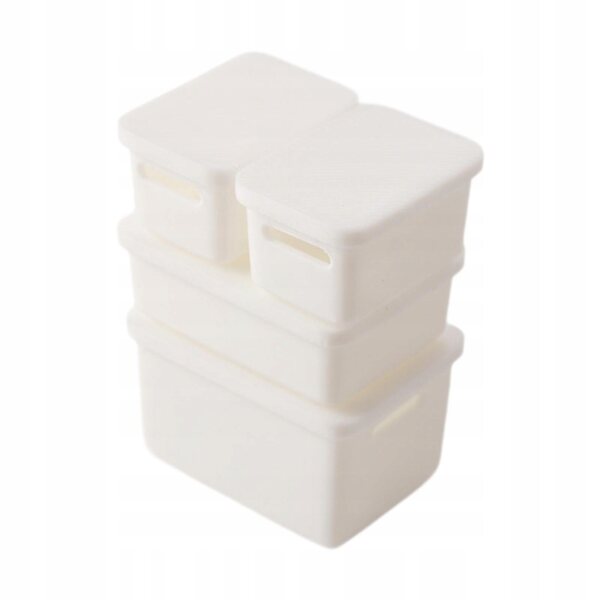 Set 4 Scatole Miniature 1/12 con Coperchio per Casa delle Bambole Bianche
