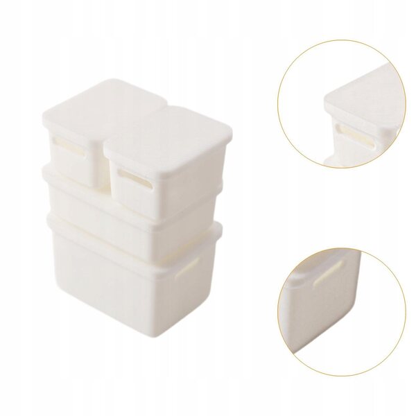 Set 4 Scatole Miniature 1/12 con Coperchio per Casa delle Bambole Bianche