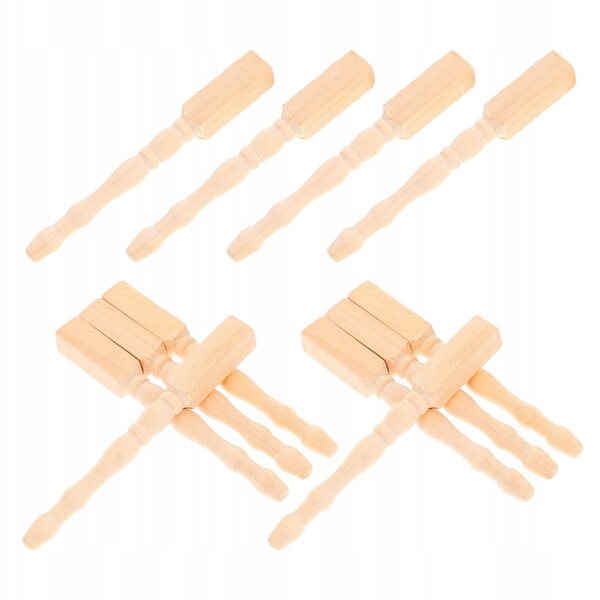 12 Mini-Tischbeine aus Holz für Puppenhäuser, hellgelb