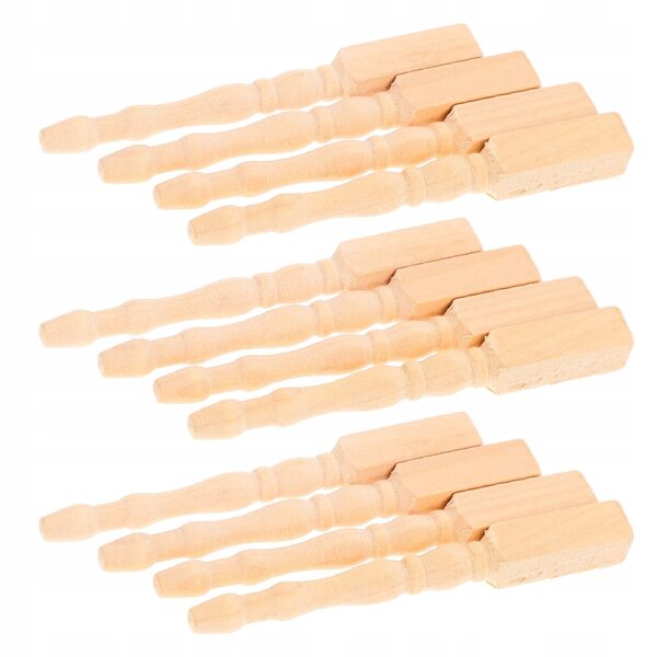 12 Mini-Tischbeine aus Holz für Puppenhäuser, hellgelb