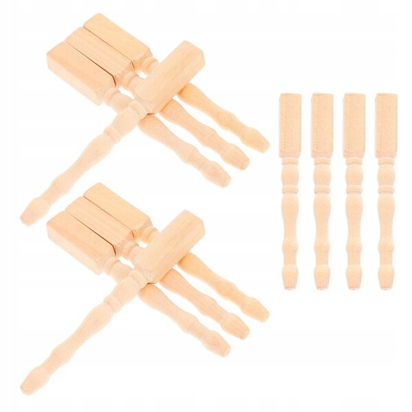12 Mini-Tischbeine aus Holz für Puppenhäuser, hellgelb